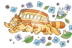 토토로 - 수국과 고양이 버스 [초미니]