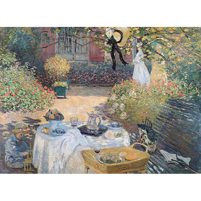 점심 식사, 아르장퇴유의 모네의 정원과 왼쪽에 있는 그의 아들 장