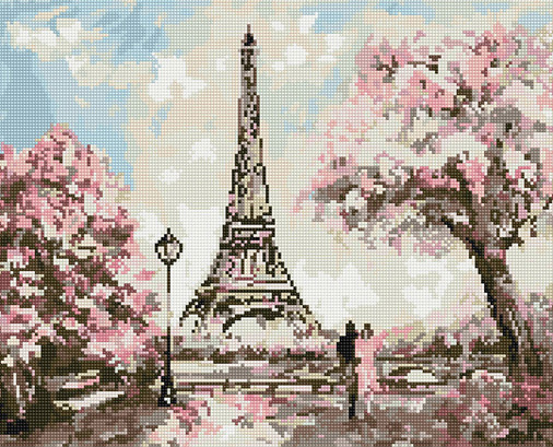 봄에 물든 에펠탑 [캔버스형] [보석십자수]