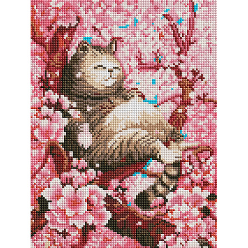 벚꽃과 고양이 [캔버스형] [보석십자수]