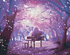 숲속의 피아노 [캔버스형] [보석십자수]