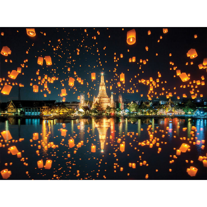 방콕 왓 아룬의 이펭축제와 플로팅 램프