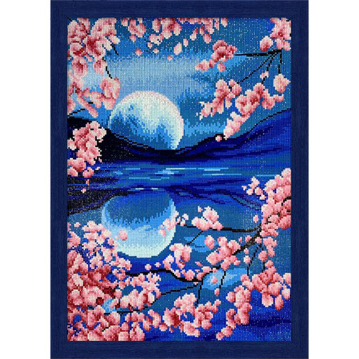 벚꽃 야경 [패브릭형] [보석십자수] + 액자